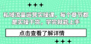 私域流量运营实操课,每个章节都是实操干货,学完就能上手-网创星球