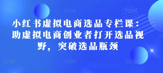 小红书虚拟电商选品专栏课：助虚拟电商创业者打开选品视野，突破选品瓶颈-网创星球