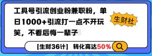 工具号引流创业粉兼职粉，单日1000+引流打一点不开玩笑，不看后悔一辈子【揭秘】-网创星球