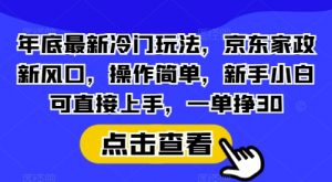 年底最新冷门玩法，京东家政新风口，操作简单，新手小白可直接上手，一单挣30【揭秘】-网创星球