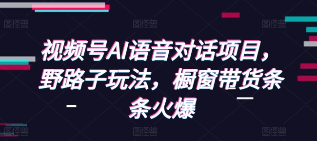 视频号AI语音对话项目，野路子玩法，橱窗带货条条火爆-网创星球