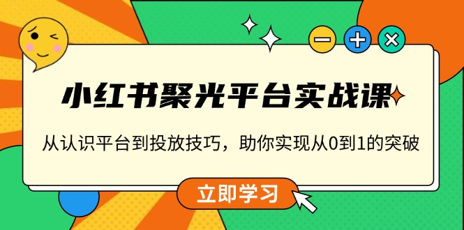 小红书 聚光平台实战课，从认识平台到投放技巧，助你实现从0到1的突破-网创星球