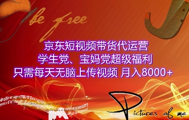 京东短视频带货代运营，学生党、宝妈党超级福利，只需每天无脑上传视频，月入8000+【仅揭秘】-网创星球