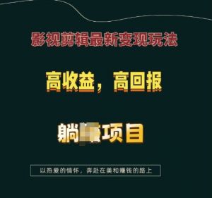 影视剪辑最新变现玩法，高收益，高回报，躺Z项目【揭秘】-网创星球