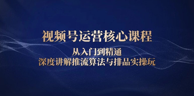 视频号运营核心课程，从入门到精通，深度讲解推流算法与排品实操玩-网创星球