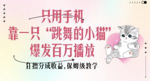 只用手机靠一只“跳舞的小猫”爆发百万播放，狂撸分成收益，保姆级教学-网创星球