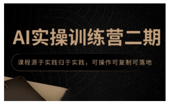 AI实操训练营二期，课程源于实践归于实践，可操作可复制可落地-网创星球