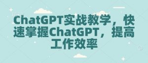 ChatGPT实战教学,快速掌握ChatGPT,提高工作效率-网创星球