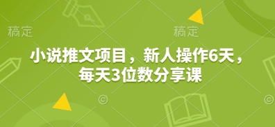 小说推文项目，新人操作6天，每天3位数分享课-网创星球