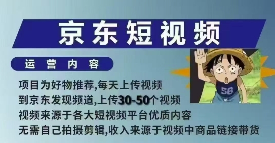 京东短视频带货课，无需自己拍摄剪辑，保姆式教学，两天快速上手-网创星球