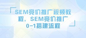 SEM竞价推广视频教程，SEM竞价推广0-1搭建流程-网创星球