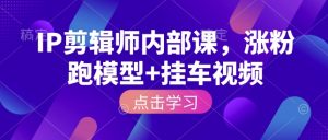 IP剪辑师内部课，涨粉跑模型+挂车视频-网创星球
