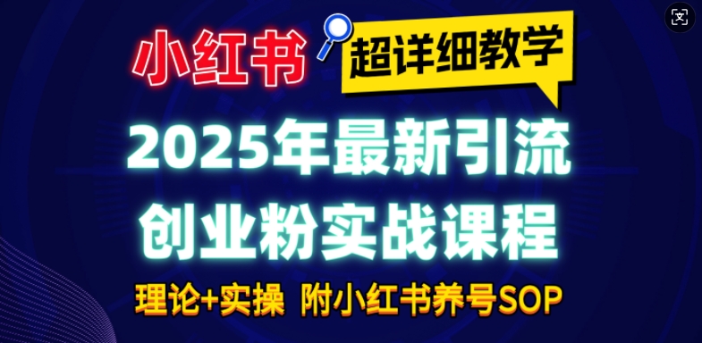 2025年最新小红书引流创业粉实战课程【超详细教学】小白轻松上手，月入1W+，附小红书养号SOP-网创星球