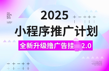 2025小程序推广计划，全新升级撸广告挂JI2.0玩法，日入多张，小白可做【揭秘】-网创星球