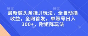 最新微头条挂JI玩法，全自动撸收益，全网首发，单账号日入300+，附矩阵玩法【揭秘】-网创星球