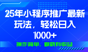25年微信小程序推广最新玩法，轻松日入1000+，操作简单 做就有收益-网创星球