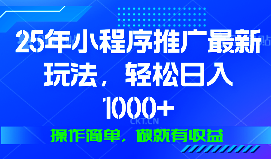 25年微信小程序推广最新玩法，轻松日入1000+，操作简单 做就有收益-网创星球