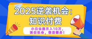 2025逆袭项目——知识付费，小白也能月入10万年入百万，抓住机会彻底翻...-网创星球