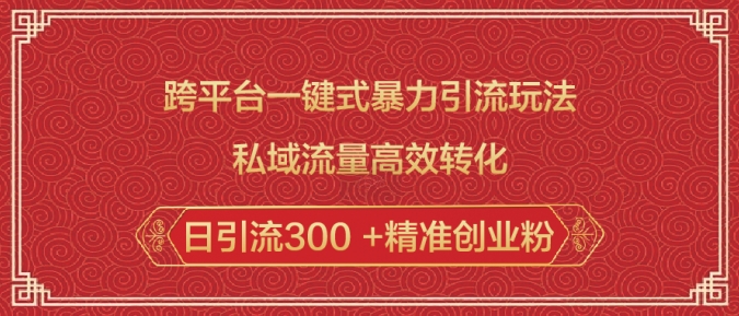 跨平台一键式暴力引流玩法，私域流量高效转化日引流300 +精准创业粉-网创星球