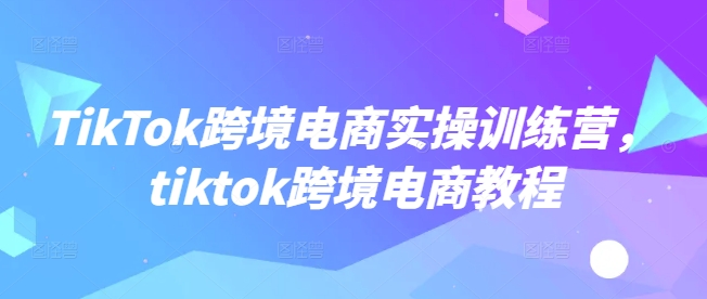 TikTok跨境电商实操训练营，tiktok跨境电商教程-网创星球
