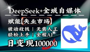 降维打击，DeepSeek+失业市场，全自动操作，结合人人刚需，单月利润轻松破100000＋-网创星球