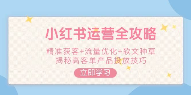小红书运营全攻略，精准获客+流量优化+软文种草，揭秘高客单产品投放技巧-网创星球