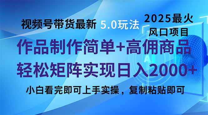 视频号带货最新5.0玩法，作品制作简单，当天起号，复制粘贴，轻松矩阵…-网创星球