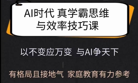 Ai时代真学霸思维与学习方法课，有格局且接地气，家庭教育有力参考-网创星球