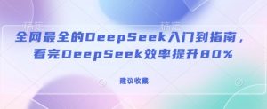 全网最全的DeepSeek入门到指南，看完DeepSeek效率提升80%(建议收藏)-网创星球