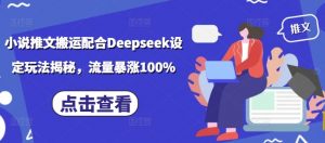 小说推文搬运配合Deepseek设定玩法揭秘，流量暴涨100%-网创星球