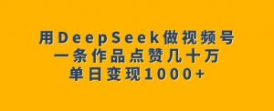 用DeepSeek做视频号，一条作品点赞几十万，单日变现1k-网创星球