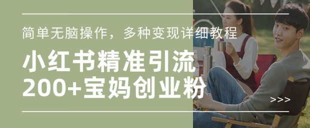 小红书混剪日引200+宝妈创业粉，简单无脑操作，多种变现详细教程-网创星球