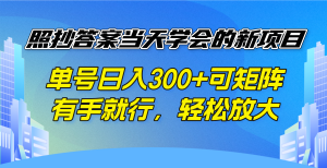 照抄答案当天学会的新项目，单号日入300 +可矩阵，有手就行，轻松放大-网创星球
