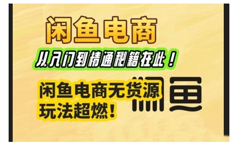 闲鱼电商实战课，从入门到精通秘籍在此，闲鱼电商无货源玩法超燃!-网创星球