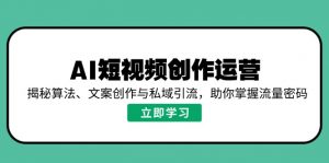 AI短视频创作运营，揭秘算法、文案创作与私域引流，助你掌握流量密码-网创星球