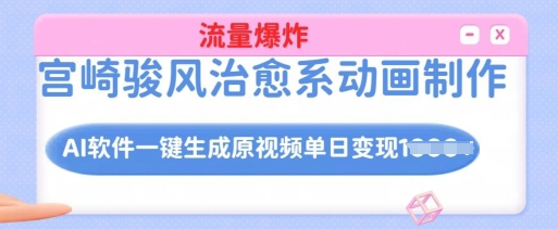 宫崎骏风治愈系动画制作，AI软件一键生成原创视频流量爆炸，单日变现多张，详细实操流程-网创星球