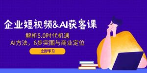 企业短视频&AI获客课：解析5.0时代机遇，AI方法，6步突围与商业定位-网创星球