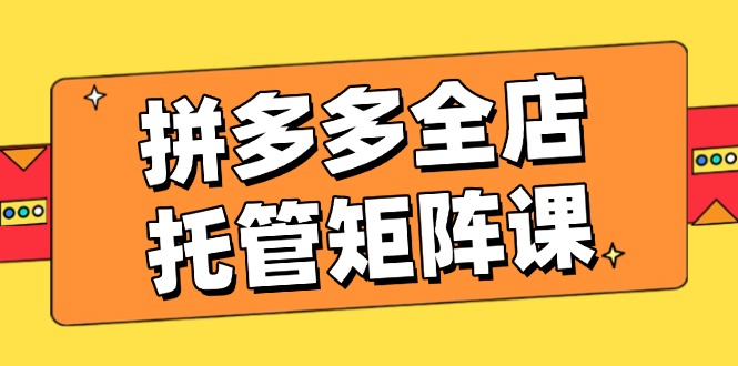 拼多多全店托管矩阵课，盈利动销玩法，高效计划设置，提升店铺效益-网创星球