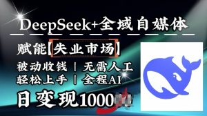 降维打击，Deepseek+全域自媒体，赋能失业市场，被动收钱，无需人工全程AI，日变现1k-网创星球