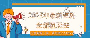 2025年最新短剧玩法,全流程实操,小白轻松上手,视频号抖音同步分发,单日收入500+-网创星球