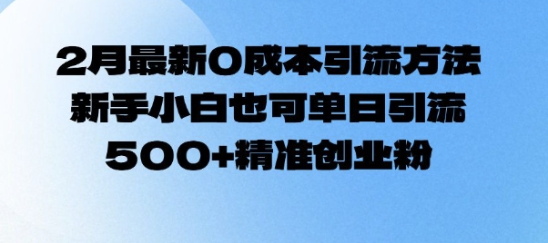 2月最新0成本引流方法，新手小白也可单日引流500+精准创业粉-网创星球