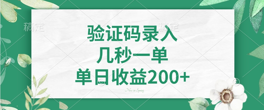 验证码录入，几秒一单，单日收益200+-网创星球