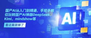 国产AI从入门到精通，手把手教你玩转国产AI神器DeepSeek，Kimi，mindshow等-网创星球