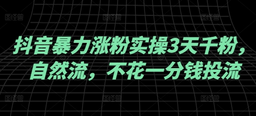 抖音暴力涨粉实操3天千粉，自然流，不花一分钱投流，实操经验分享-网创星球