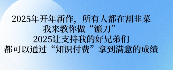 2025年开年新作，所有人都在割韭菜，我来教你做“镰刀” 2025让支持我的好兄弟们都可以通过“知识付费”拿到满意的成绩【揭秘】-网创星球