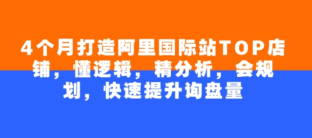 4个月打造阿里国际站TOP店铺，懂逻辑，精分析，会规划，快速提升询盘量-网创星球