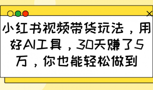 小红书视频带货玩法,用好AI工具,30天赚了5万,你也能轻松做到-网创星球