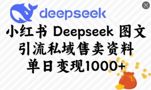 小红书Deepseek图文引流私域售卖资料，单日变现多张-网创星球