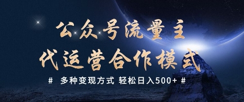 公众号流量主代运营 多种变现方式 轻松日入5张【揭秘】-网创星球