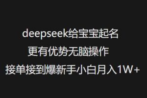 deepseek给宝宝起名更有优势无脑操作接单接到爆新手小白月入1W+-网创星球